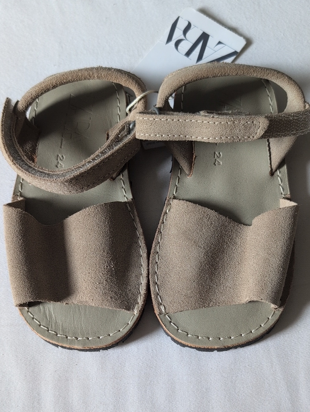 Zara Kids Suede Sandals in Taupe Beige EUR 24/US 8